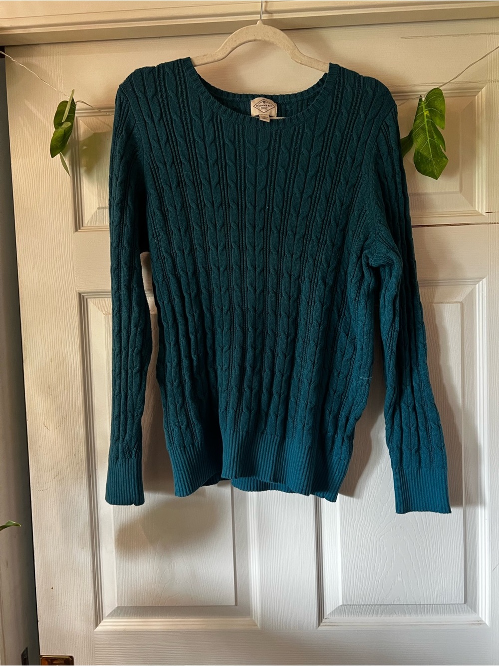 St. John's Bay Teal Blue Cotton Blend cable Knit sweater size XL